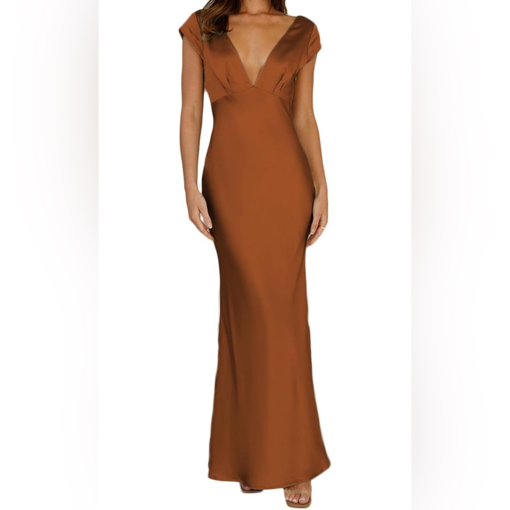 Elegant Brown (burnt orange) Maxi Dress